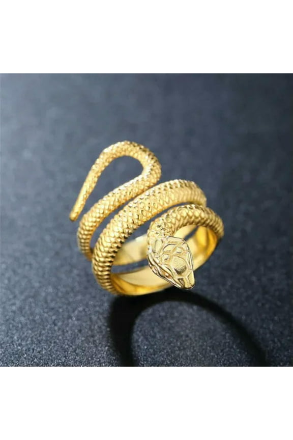 Men Women Stainless Steel Snake Python Ring Party Gift Black Gold Size 6-13