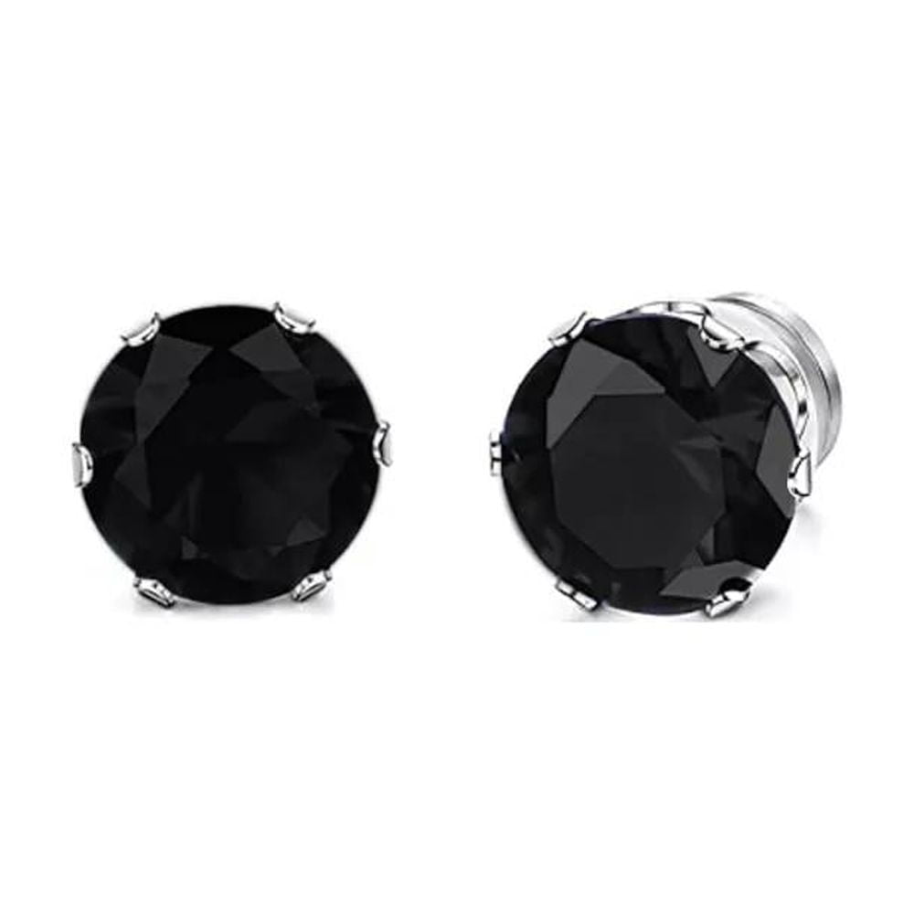 Men Women Stainless Steel Strong Stud Earrings Non-Piercing Cubic Zircon E39
