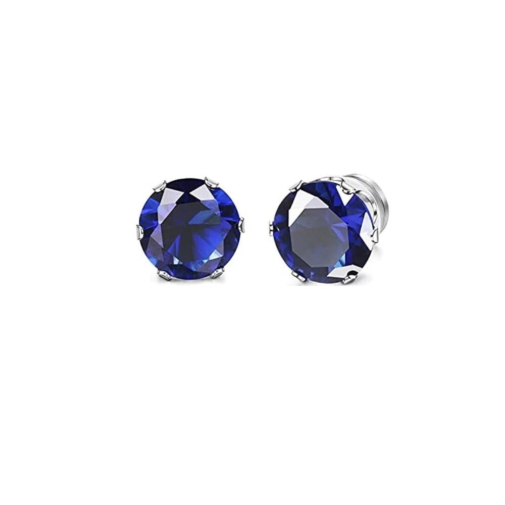 Men Women Stainless Steel Strong Stud Earrings Non-Piercing Cubic Zircon E39