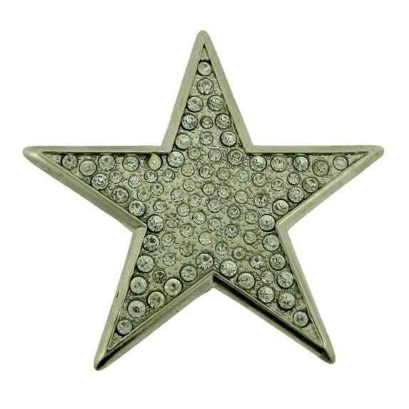 Men Women Star Belt Buckle Silver Chrome Rhinestones Metal Limited Stock