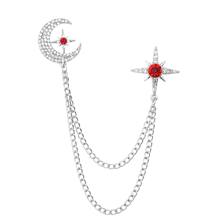 大人気新品セール ブ Women Men Star Chain Hanging Inlaid Dazzling Brooch Moon 靴