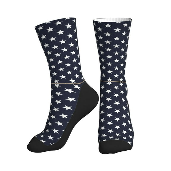Men Women Stars Navy Blue White Novelty Soft Funny Dress Crew Socks