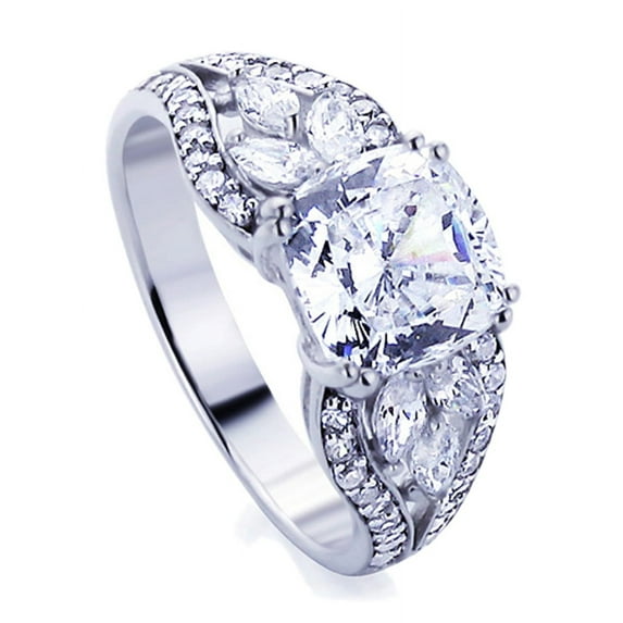 Men Women Sterling Silver 2.5ct Cushion Cut CZ Double Prong Wedding Engagement Ring ( Size 5 to 9 )