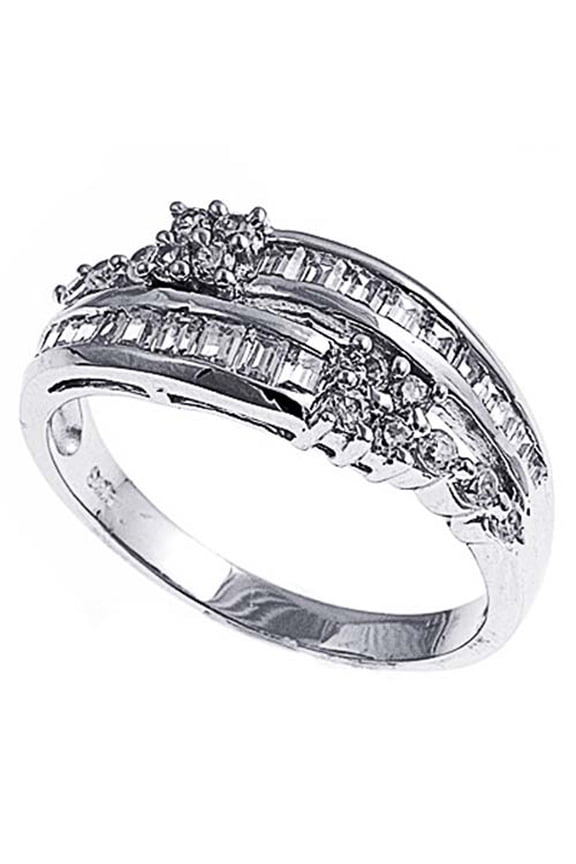 Men Women Sterling Silver Clear CZ Baguettes Channel Set Ring 8MM ( Size 6 to 10 )