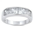 thumbnail image 1 of Men Women Sterling Silver Fancy Princess CZ Channel Matching Wedding Anniversary Ring 7MM ( Size 6 to 13 ), 1 of 2