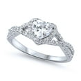thumbnail image 1 of Men Women Sterling Silver Heart Cut CZ Solitaire Engagement Ring 8MM ( Size 4 to 12 ), 1 of 2