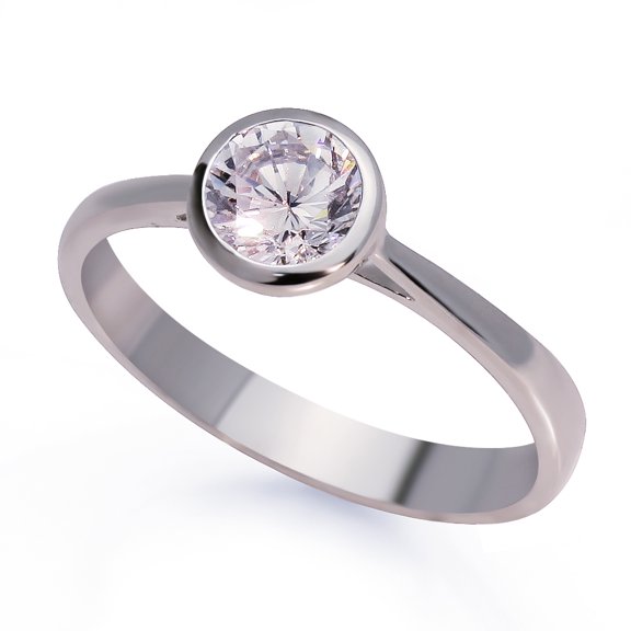 Men Women Sterling Silver Round CZ Bezel Solitaire Engagement Ring 7.5MM ( Size 5 to 9 )