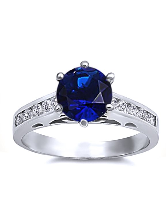 Men Women Sterling Silver Round Cut CZ Classic Solitaire Engagement Ring 7.5MM ( Size 4 to 10 )