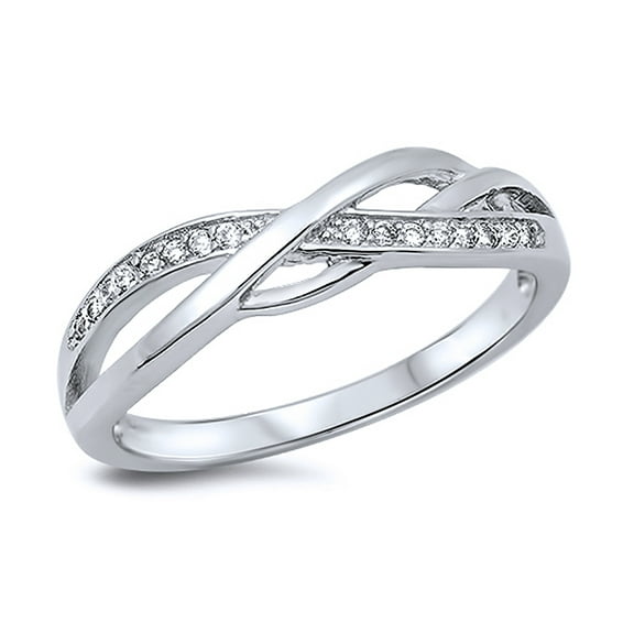Men Women Sterling Silver Round White CZ Swirl Band Anniversary Ring 5MM ( Size 4 to 14 )