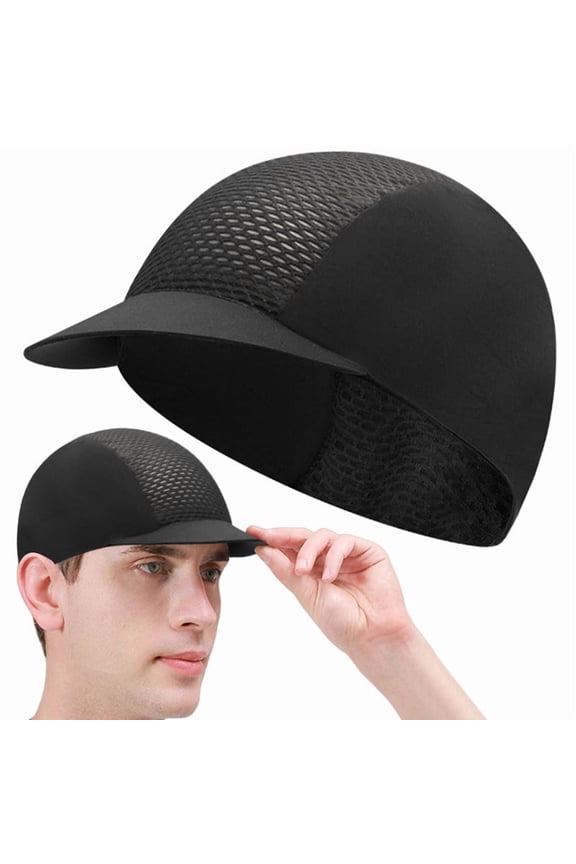 Men Women Summer Cycling Hat, Bike Hat Helmet Liner, Sun Protection Breathable Mountain Bike Caps for Outdoor Sports, Black