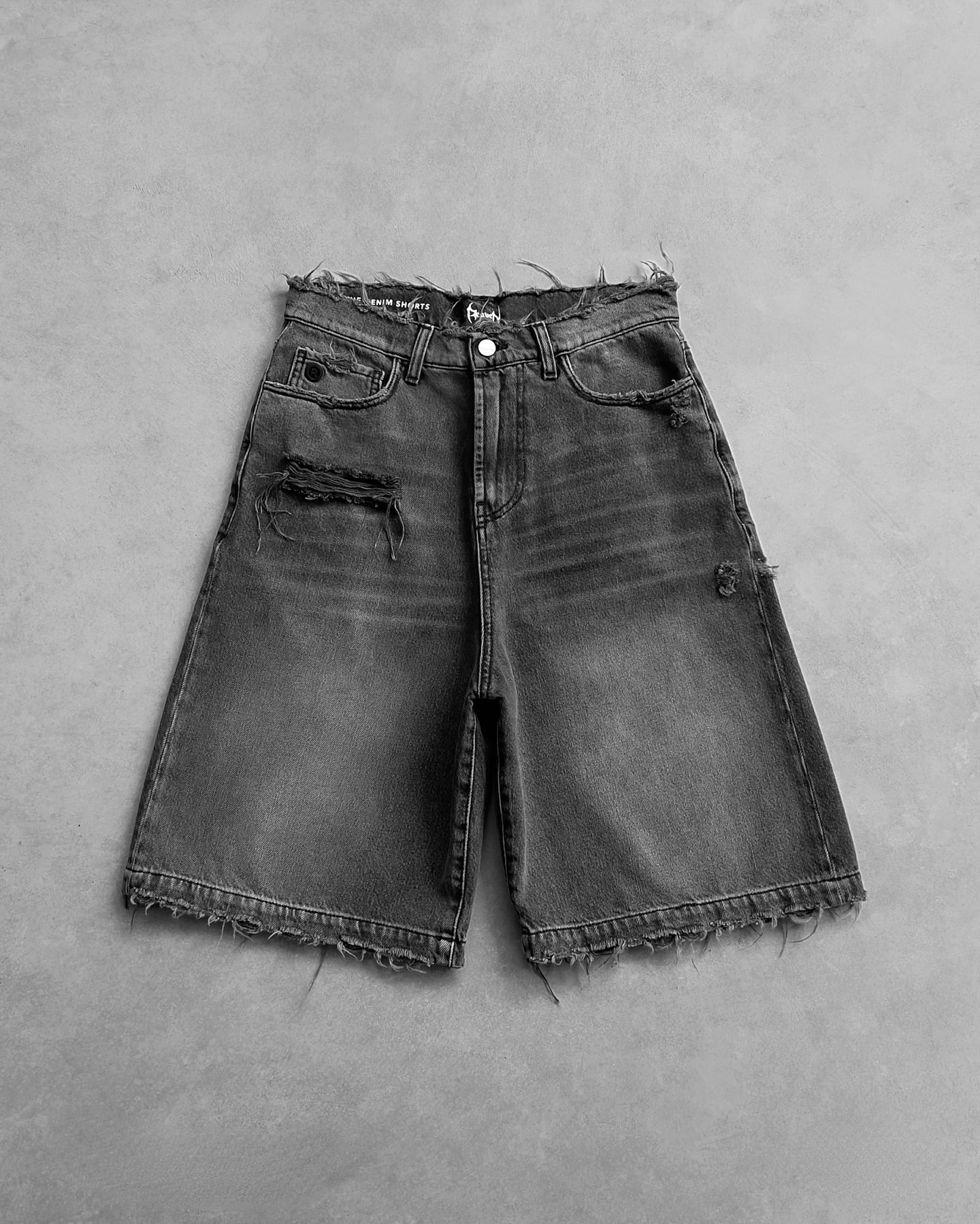 Men Women Summer Hip Hop Ripped Hole Denim Shorts Y2k Black