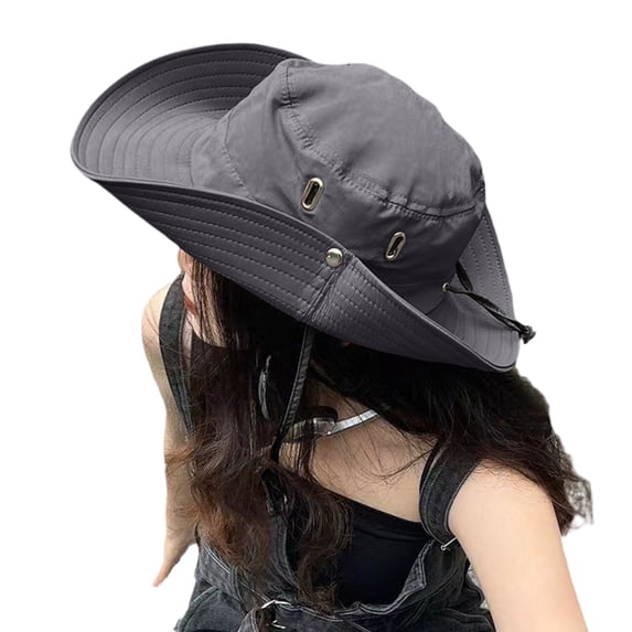 Men and Women Sun Boonie Hat, UPF 50+ Wide Brim Fishing Hat with Adjustable Chin Strap, Breathable Safari Mesh Packable Bucket Cap for Hiking, Gardening, and Outdoor Adventure,Gray