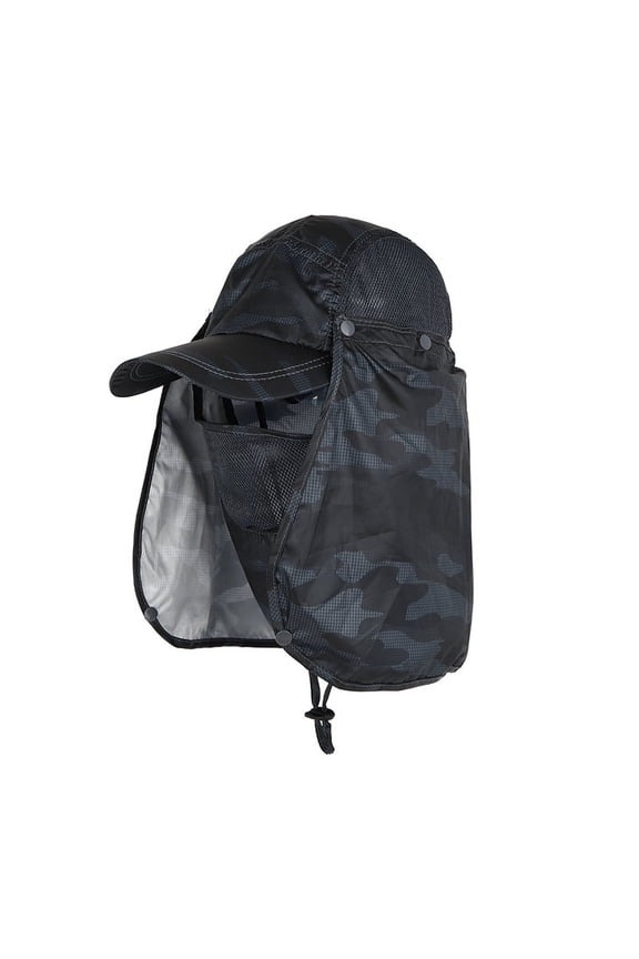 Men Women Sun Cap Finshing Hats Detachable Face and Neck Flap Visor Wide Brim UV Protection