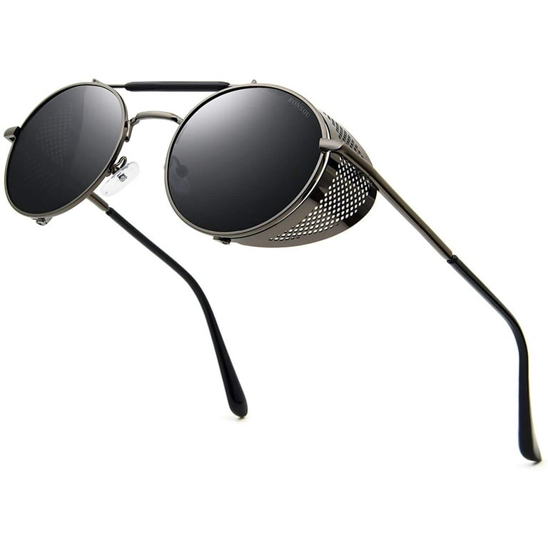 Vintage round sunglasses with side shields cheap
