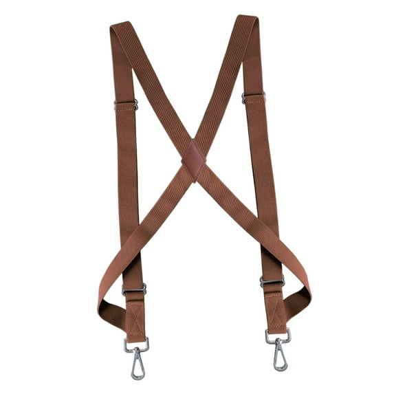 Men Women Suspender Heavy Duty Swivel Hooks Elastic X Type Unisex for Belt Loops Brown
