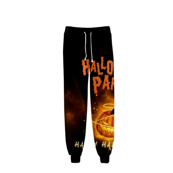 Men/Women Sweatpants Funny Jogger Pants Sports Trousers with Drawstring Novelty Pumpkin Skeleton Graphic Gym Pants Trousers
