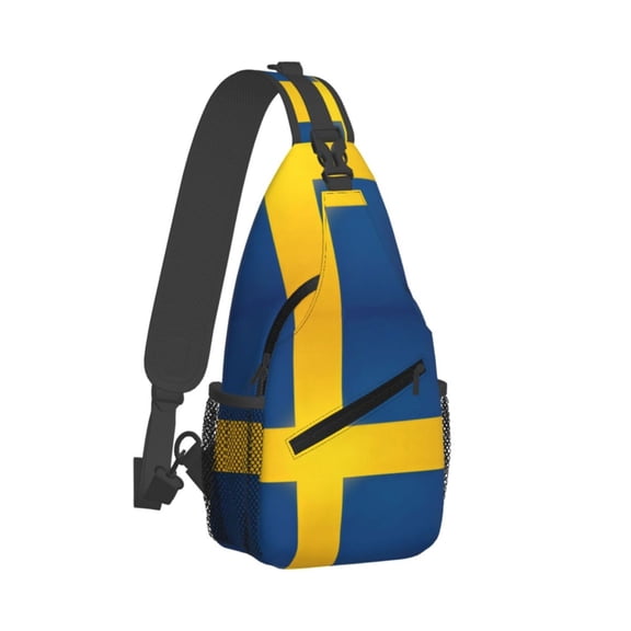 Men Women Swedish Flag Sling Crossbody Chest Bag Backpack with Convertible Shoulder Strap