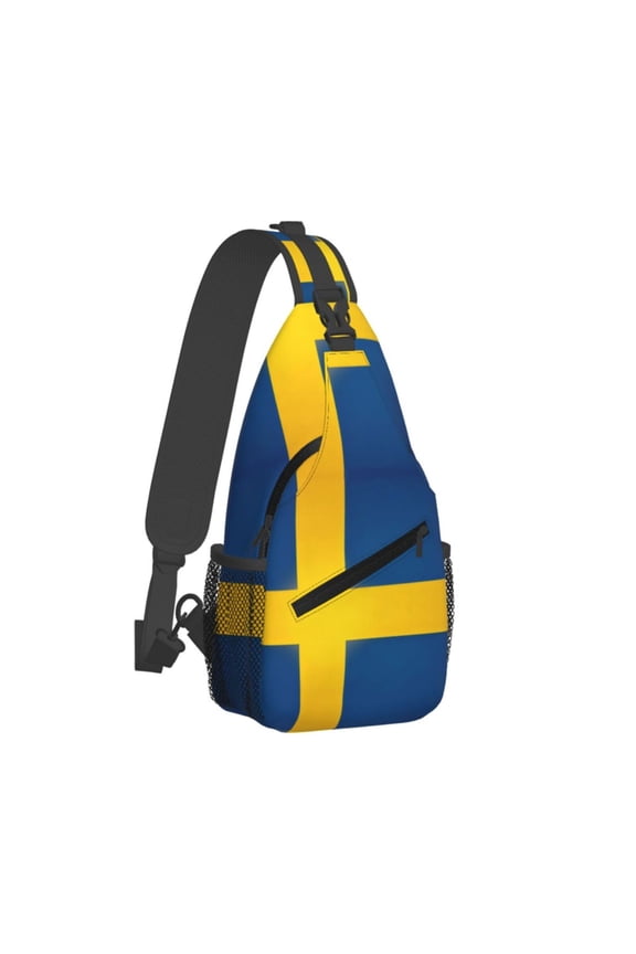 Men Women Swedish Flag Sling Crossbody Chest Bag Backpack with Convertible Shoulder Strap