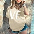 thumbnail image 1 of Beige Oversized Tshirts for Women, Short Sleeve Tops for Women Trendy, Valentine's Day Polyester Work Wear Women, Men And Women With Valentine's Day Love Printed Couple T Shirt Top, 1 of 7