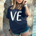 thumbnail image 1 of Blue Floral T Shirts for Women, Short Sleeve Button Down Shirts for Women, Valentine's Day Polyester Workout Shirts for Women, Men And Women With Valentine's Day Love Printed Couple T Shirt Top, 1 of 7
