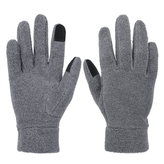Men Women Thermal Glove Liners Double Layer Polar Touchscreen Compatible for Skiing Outdoor Sports Grey