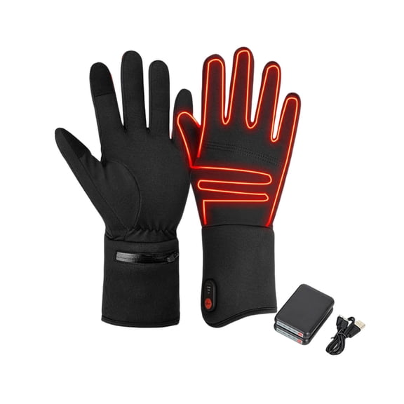 Men Women Thermal Warm Heated Gloves Rechargeable Touchscreen Compatible Thick Cold Weather Protection for Ski Ride Navy