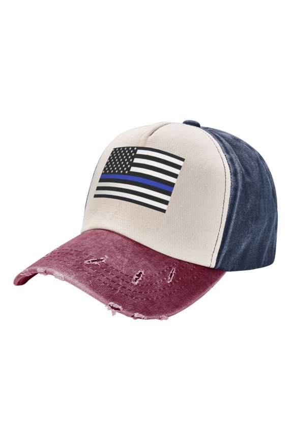 Men Women Thin Blue Line Flag Baseball Cap Golf Dad Hat Adjustable Low Profile Cotton Hat