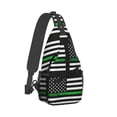 thumbnail image 1 of Men Women Thin Green Line America Flag Sling Crossbody Chest Bag Backpack with Convertible Shoulder Strap, 1 of 6
