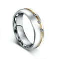 thumbnail image 1 of Men Women Titanium Steel CZ Couple Rings Gold Plated Silver Wedding Band Sz 5-12, 1 of 7