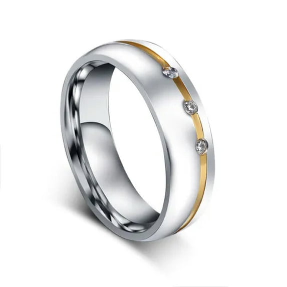 Men Women Titanium Steel CZ Couple Rings Gold Plated Silver Wedding Band Sz 5-12