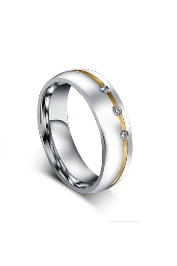 Men Women Titanium Steel CZ Couple Rings Gold Plated Silver Wedding Band Sz 5-12