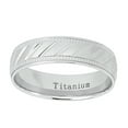 thumbnail image 1 of Men Women Titanium Wedding Band Ring 6mm White Notched Center Milgrain Edges Ring, 1 of 3