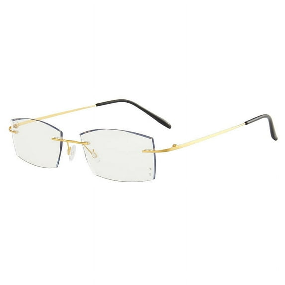 Men Women Transition Photochromic Rimless Glasses Blue Light Blocking Sunglasses
