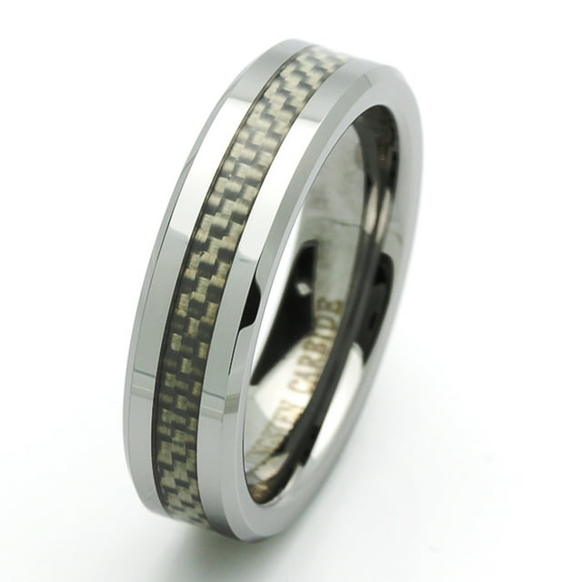 Tungsten Men's Wedding Band: 8mm, Silver In Color, Comfort Fit, Step Down Edges, 12 | Northern Royal