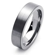 PRISTINE J Men Women Tungsten Carbide Wedding Band Ring 6mm Comfort Fit Brushed Flat Ring For Men & Women