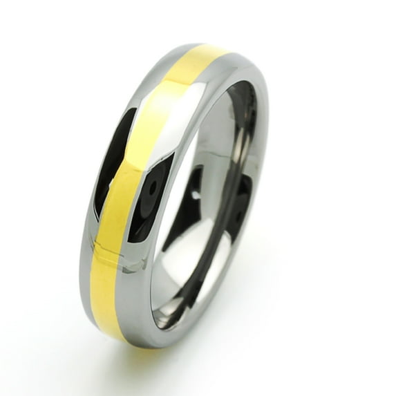 Men Women Tungsten Carbide Wedding Band Ring 6mm Comfort Fit Gold Plated Domed For Men & Women
