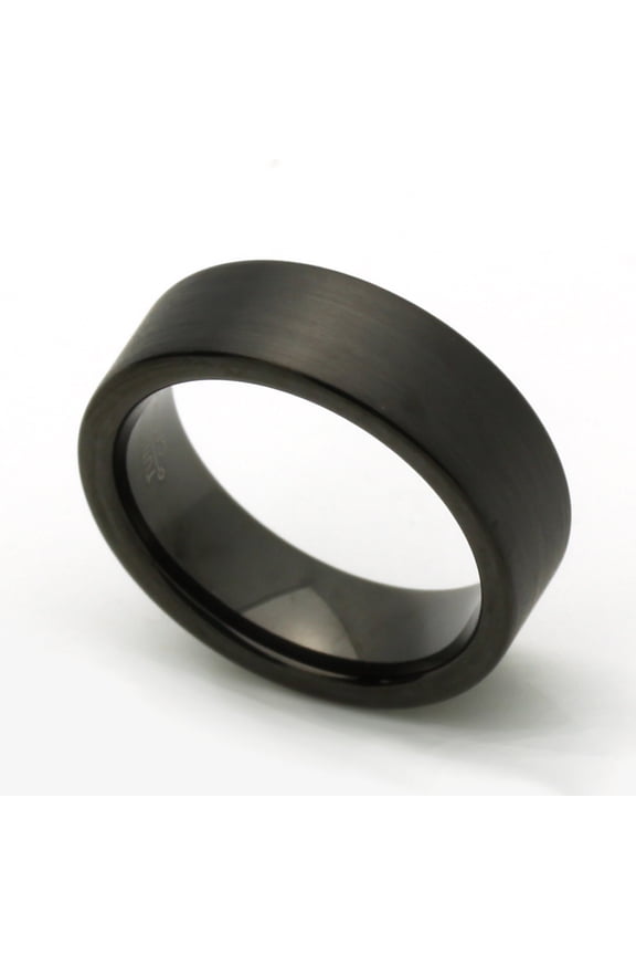 Men Women Tungsten Carbide Wedding Band Ring 7mm Comfort Fit Black Flat Ring