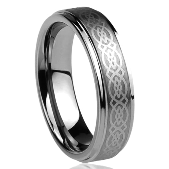 Men Women Tungsten Carbide Wedding Band Ring 7mm Comfort Fit Laser Engraved Celtic Design Tungsten Ring