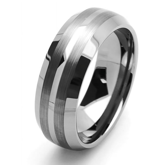 Men Women Tungsten Carbide Wedding Band Ring 8mm Comfort Fit Beveled Edges Domed Tungsten Ring