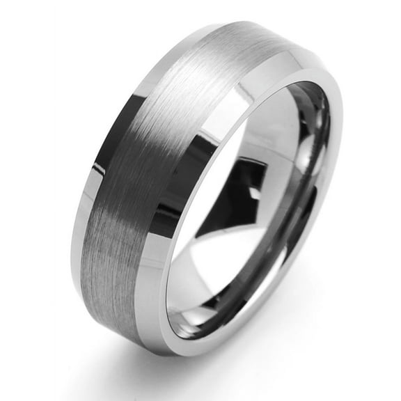 Men Women Tungsten Carbide Wedding Band Ring 8mm Comfort Fit Beveled Edges For Men & Women