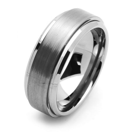 Men Women Tungsten Carbide Wedding Band Ring 8mm Comfort Fit Beveled Edges For Men & Women