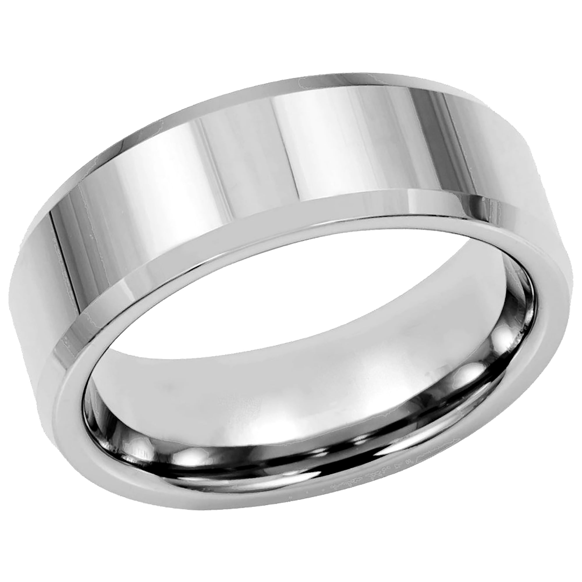 Men Women Tungsten Carbide Wedding Band Ring 8mm Comfort Fit Beveled ...