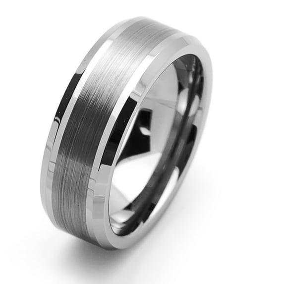 Men Women Tungsten Carbide Wedding Band Ring 8mm Comfort Fit Beveled Edges For Men & Women