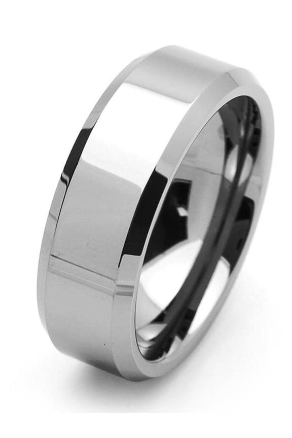 Men Women Tungsten Carbide Wedding Band Ring 8mm Comfort Fit Beveled Edges For Men & Women