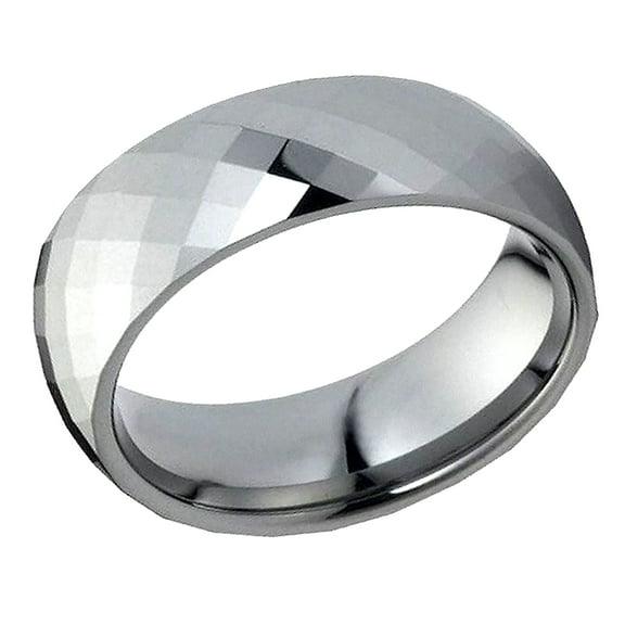 Men Women Tungsten Carbide Wedding Band Ring 8mm Comfort Fit Domed Faceted Ring For Men & Women