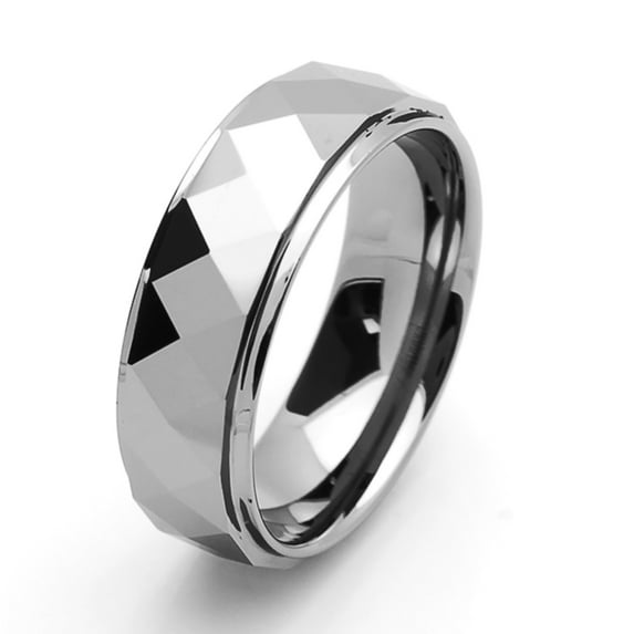 Men Women Tungsten Carbide Wedding Band Ring 8mm Comfort Fit Faceted Dome Ring For Men & Women