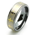thumbnail image 1 of Men Women Tungsten Carbide Wedding Band Ring 8mm Comfort Fit Gold Plated Celtic Cross Tungsten Ring, 1 of 3