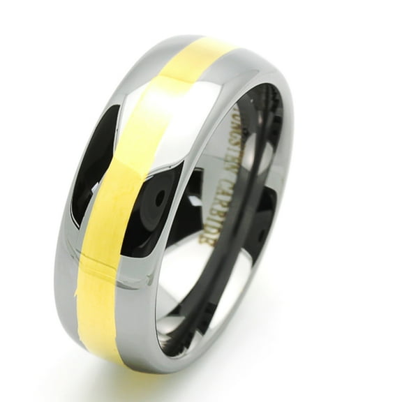 Men Women Tungsten Carbide Wedding Band Ring 8mm Comfort Fit Gold Plated Domed For Men & Women