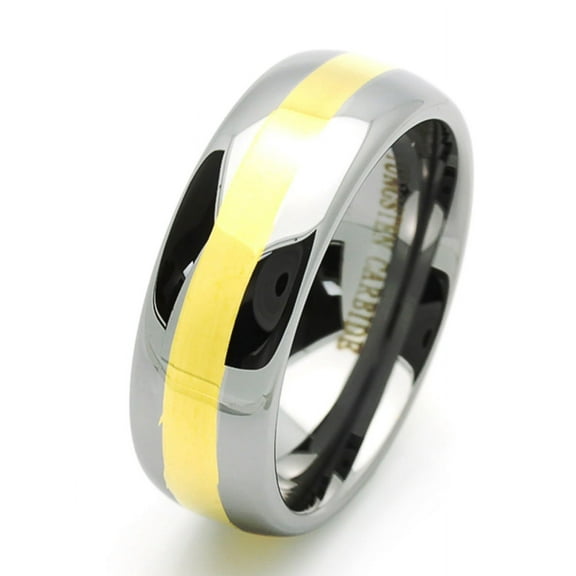 Men Women Tungsten Carbide Wedding Band Ring 8mm Comfort Fit Gold Plated Domed For Men & Women