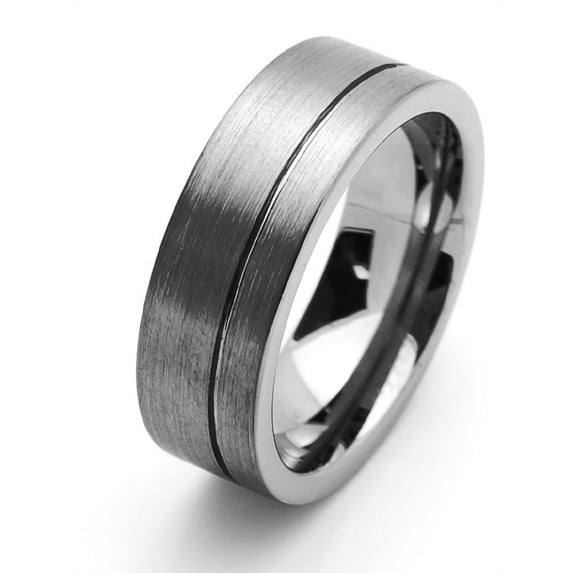 Men Women Tungsten Carbide Wedding Band Ring 8mm Comfort Fit Grooved Flat Ring For Men & Women